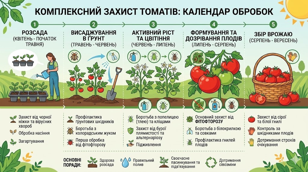 Комплексний захист томатів: календар обробок